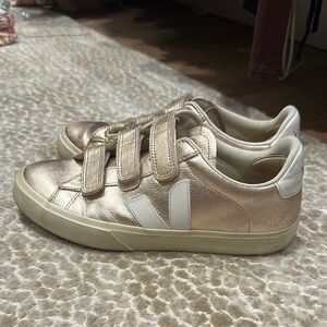 Veja Women's Gold and White Sneakers